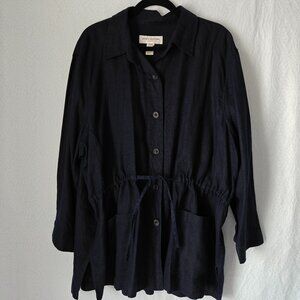 JONES NEW YORK Sport Black 100% Linen Drawstring Jacket Blazer Women’s Size 3X